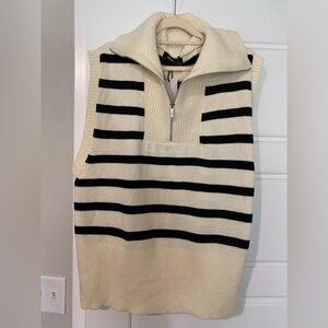 Olivaceous Cream and Black Striped Sweater/ Sweatervest NWT